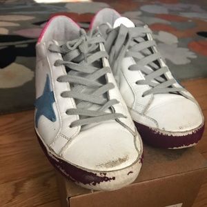 Barely worn white/pink/purple flock Golden Goose